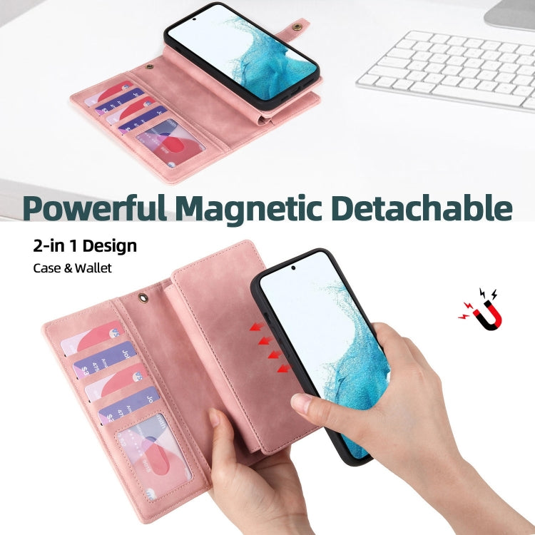 Étui portefeuille en cuir avec fermeture éclair et fermeture magnétique, détachable, pour Samsung Galaxy A72 4G/5G et Samsung Galaxy A73 5G