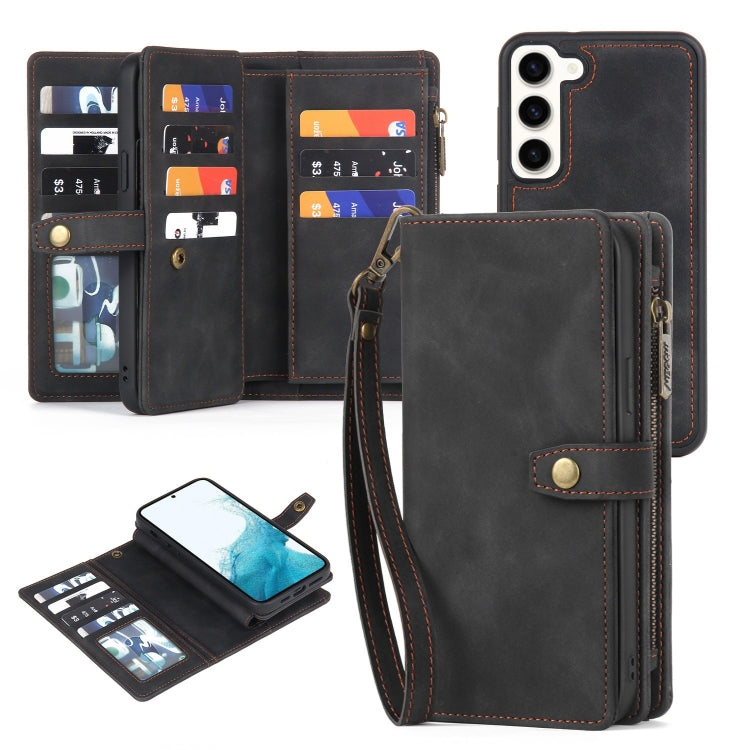 Étui portefeuille en cuir avec fermeture éclair et fermeture magnétique, détachable, pour Samsung Galaxy A72 4G/5G et Samsung Galaxy A73 5G