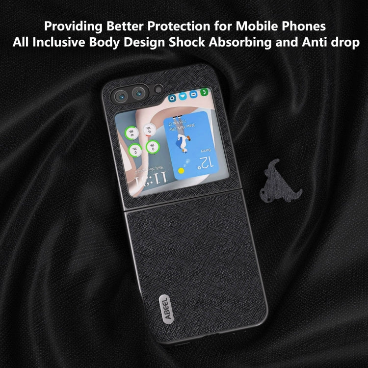 ABEEL Cross Texture Genuine Leather Phone Case