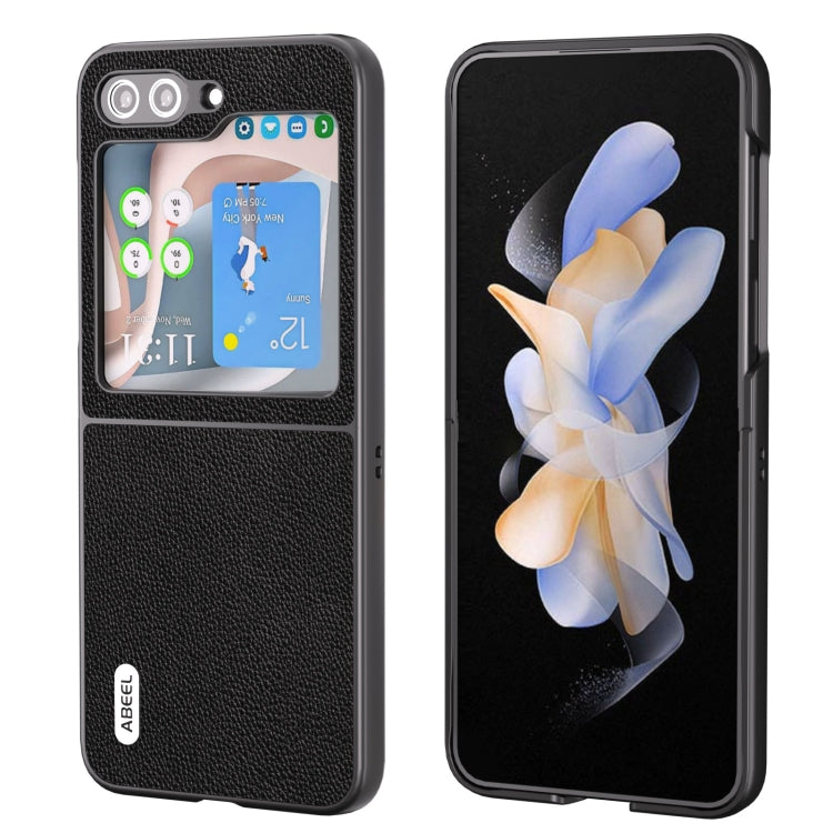 ABEEL Black Edge Genuine Leather Mino Phone Case, For Samsung Galaxy Z Flip6 / Flip7 FE, For Samsung Galaxy Z Fold6, For Samsung Galaxy Z Fold5, For Samsung Galaxy Z Flip5