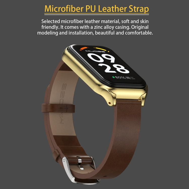 Mijobs Metal Shell Microfiber PU Leather Watch Band