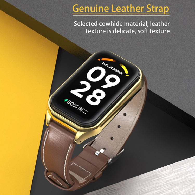 Mijobs Metal Shell Microfiber PU Leather Watch Band