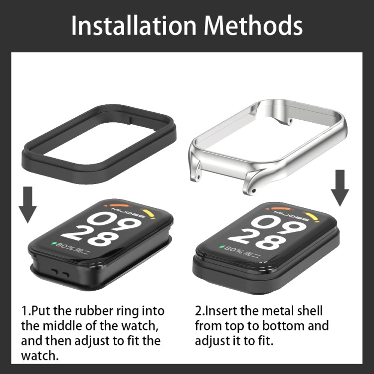 Mijobs Metal Shell Microfiber PU Leather Watch Band