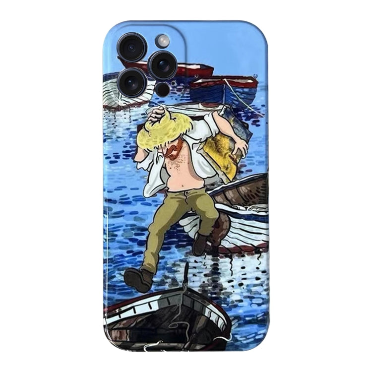 Oil Painting Pattern Glossy PC Phone Case, For iPhone 15 Pro Max, For iPhone 15 Pro, For iPhone 15 Plus, For iPhone 15