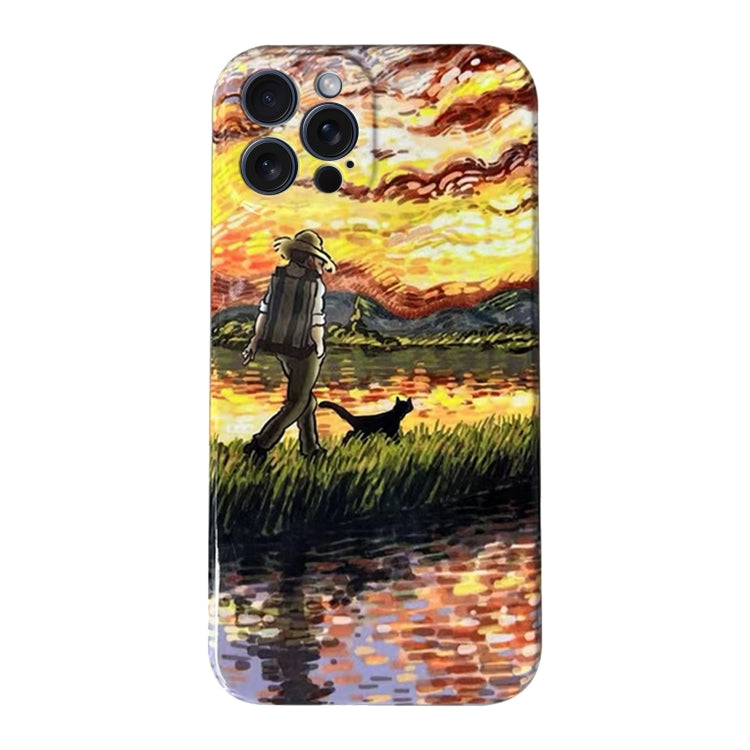 Oil Painting Pattern Glossy PC Phone Case, For iPhone 15 Pro Max, For iPhone 15 Pro, For iPhone 15 Plus, For iPhone 15