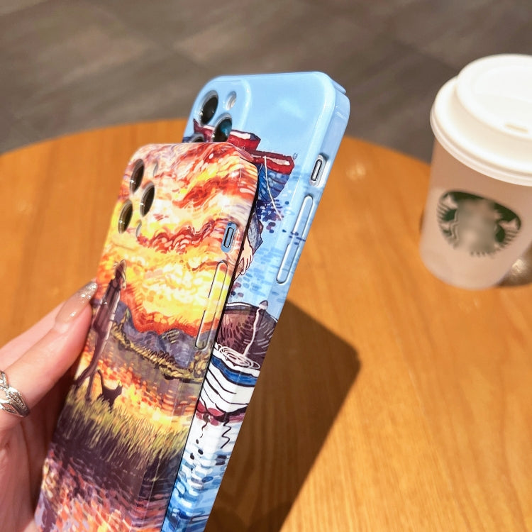 Oil Painting Pattern Glossy PC Phone Case, For iPhone 14 Plus, For iPhone 14, For iPhone 14 Pro, For iPhone 14 Pro Max