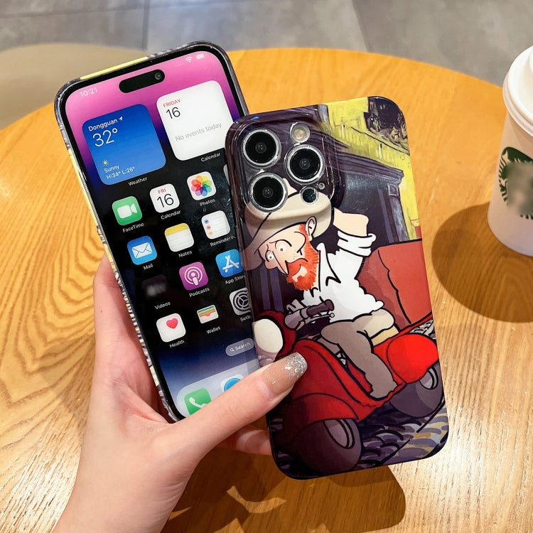 Oil Painting Pattern Glossy PC Phone Case, For iPhone 15 Pro Max, For iPhone 15 Pro, For iPhone 15 Plus, For iPhone 15