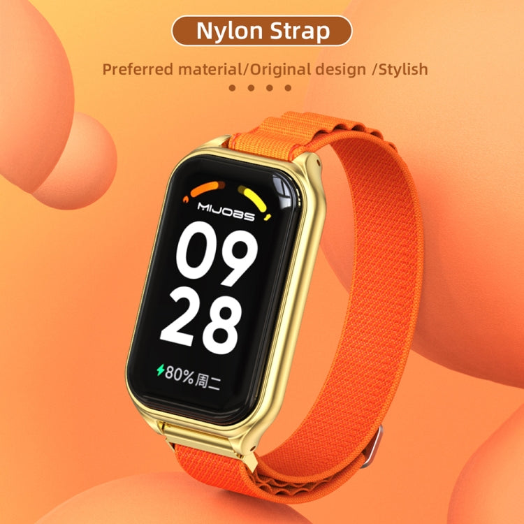 Bracelet de montre Mijobs en nylon respirant avec coque métallique, pour Xiaomi Smart Band 8 Active / Redmi Band 2