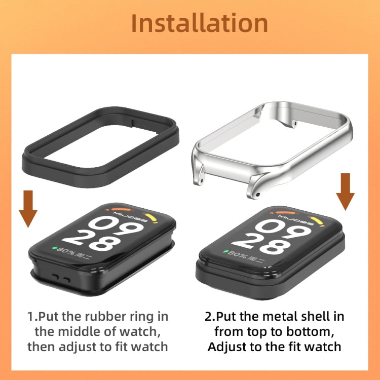 Bracelet de montre Mijobs en nylon respirant avec coque métallique, pour Xiaomi Smart Band 8 Active / Redmi Band 2