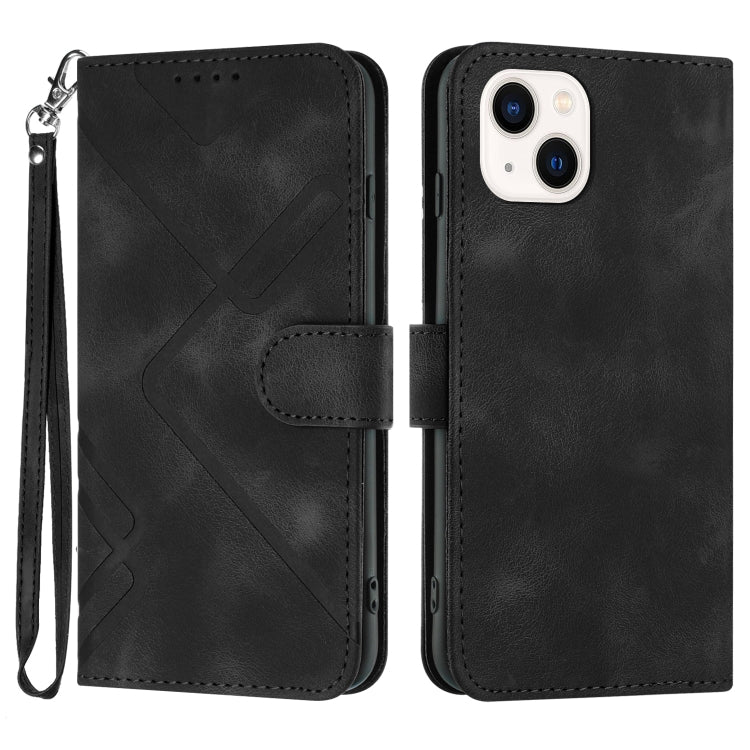 Line Pattern Skin Feel Leather Phone Case