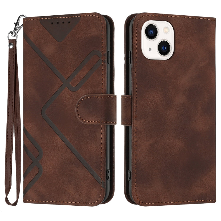 Line Pattern Skin Feel Leather Phone Case
