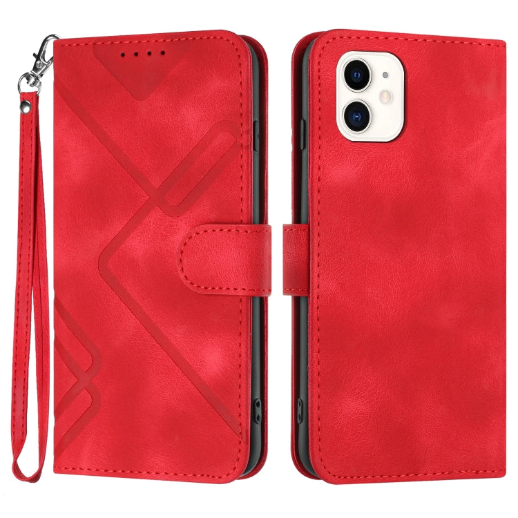Line Pattern Skin Feel Leather Phone Case
