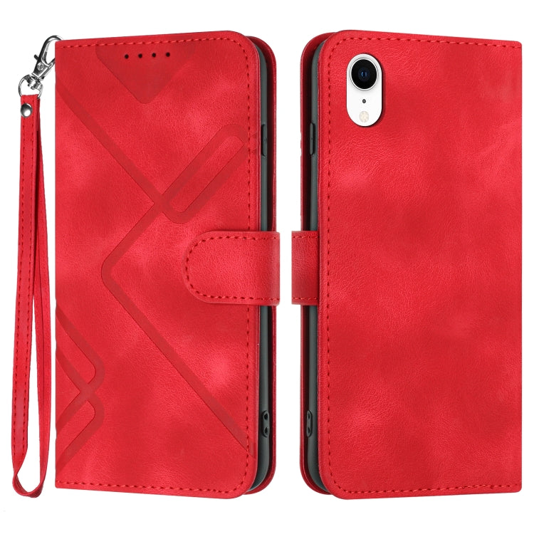 Line Pattern Skin Feel Leather Phone Case