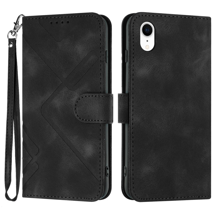 Line Pattern Skin Feel Leather Phone Case