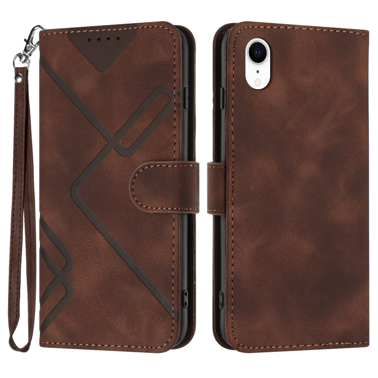 Line Pattern Skin Feel Leather Phone Case