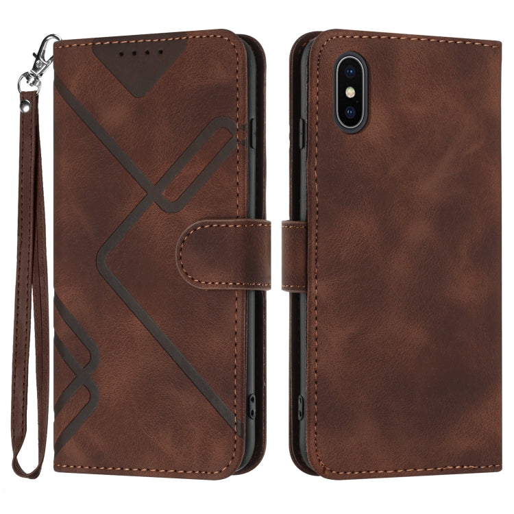 Line Pattern Skin Feel Leather Phone Case