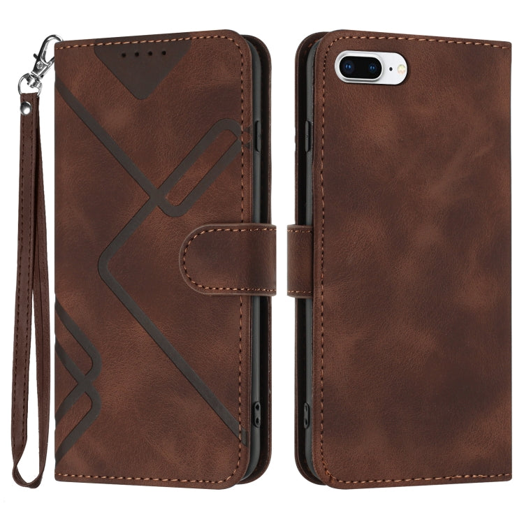 Line Pattern Skin Feel Leather Phone Case