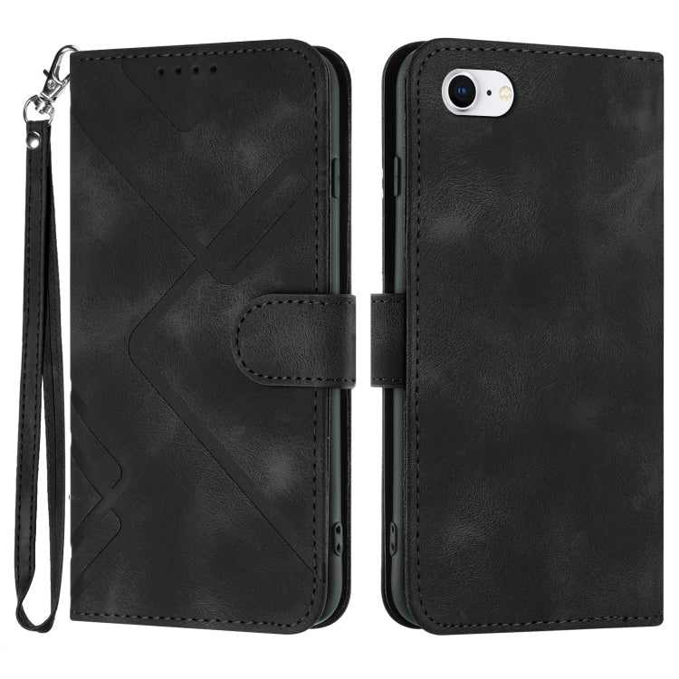 Line Pattern Skin Feel Leather Phone Case