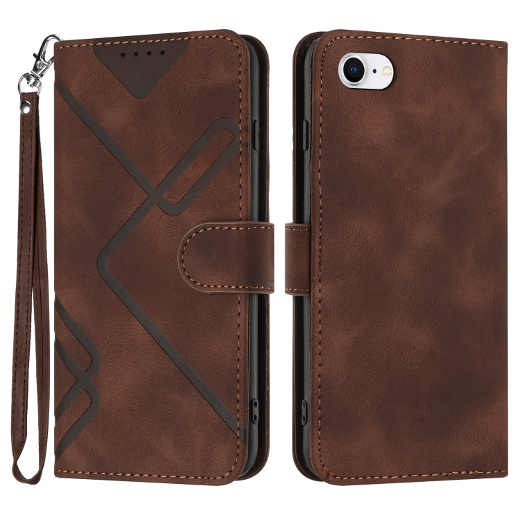 Line Pattern Skin Feel Leather Phone Case