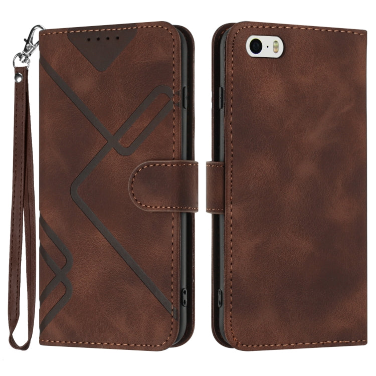 Line Pattern Skin Feel Leather Phone Case