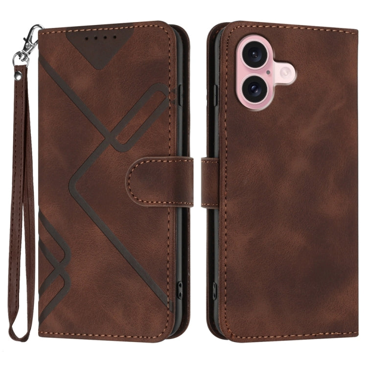 Line Pattern Skin Feel Leather Phone Case