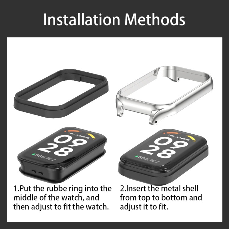 Mijobs Metal Shell + Three-Bead Stainless Steel Watch Band