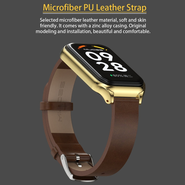 Mijobs Metal Shell Genuine Leather Watch Band