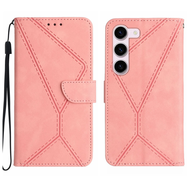 Étui en cuir gaufré avec coutures apparentes, pour Samsung Galaxy S23 5G, pour Samsung Galaxy S23 Ultra 5G, pour Samsung Galaxy S22 5G, pour Samsung Galaxy S22+ 5G, pour Samsung Galaxy S22 Ultra 5G