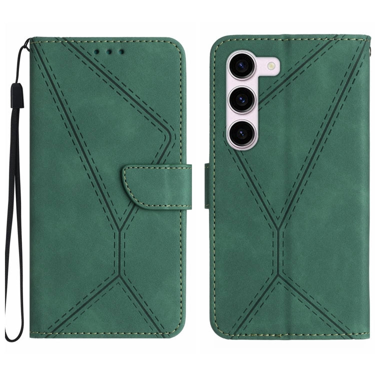 Étui en cuir gaufré avec coutures apparentes, pour Samsung Galaxy S23 5G, pour Samsung Galaxy S23 Ultra 5G, pour Samsung Galaxy S22 5G, pour Samsung Galaxy S22+ 5G, pour Samsung Galaxy S22 Ultra 5G