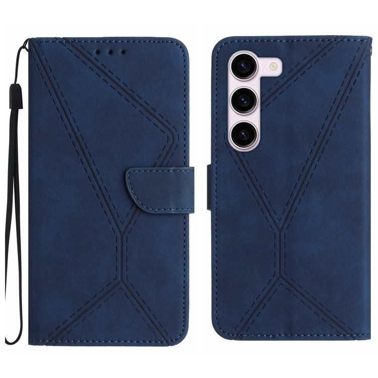 Étui en cuir gaufré avec coutures apparentes, pour Samsung Galaxy S23 5G, pour Samsung Galaxy S23 Ultra 5G, pour Samsung Galaxy S22 5G, pour Samsung Galaxy S22+ 5G, pour Samsung Galaxy S22 Ultra 5G