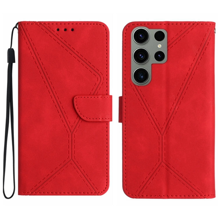 Étui en cuir gaufré avec coutures apparentes, pour Samsung Galaxy S23 5G, pour Samsung Galaxy S23 Ultra 5G, pour Samsung Galaxy S22 5G, pour Samsung Galaxy S22+ 5G, pour Samsung Galaxy S22 Ultra 5G