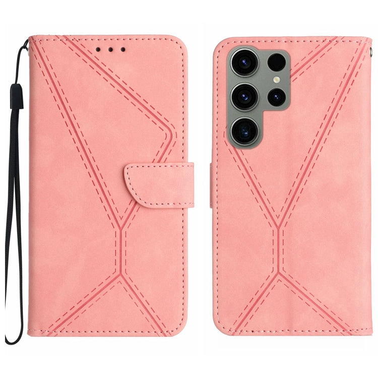 Étui en cuir gaufré avec coutures apparentes, pour Samsung Galaxy S23 5G, pour Samsung Galaxy S23 Ultra 5G, pour Samsung Galaxy S22 5G, pour Samsung Galaxy S22+ 5G, pour Samsung Galaxy S22 Ultra 5G