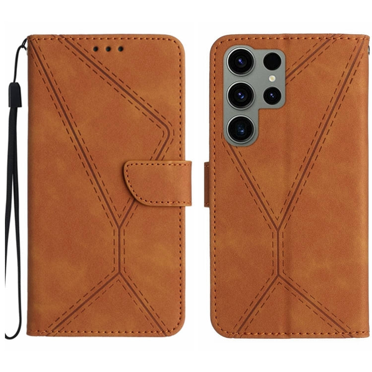 Étui en cuir gaufré avec coutures apparentes, pour Samsung Galaxy S23 5G, pour Samsung Galaxy S23 Ultra 5G, pour Samsung Galaxy S22 5G, pour Samsung Galaxy S22+ 5G, pour Samsung Galaxy S22 Ultra 5G