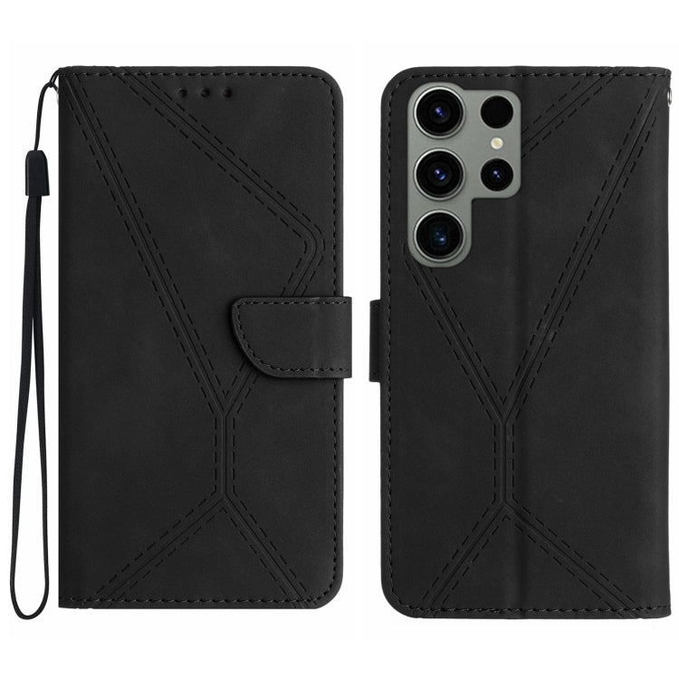 Étui en cuir gaufré avec coutures apparentes, pour Samsung Galaxy S23 5G, pour Samsung Galaxy S23 Ultra 5G, pour Samsung Galaxy S22 5G, pour Samsung Galaxy S22+ 5G, pour Samsung Galaxy S22 Ultra 5G