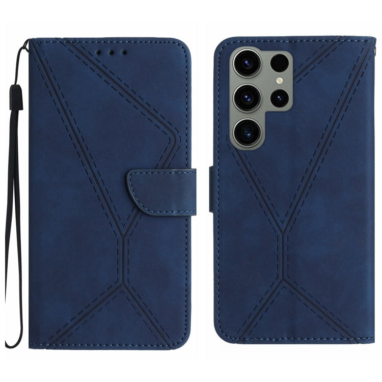 Étui en cuir gaufré avec coutures apparentes, pour Samsung Galaxy S23 5G, pour Samsung Galaxy S23 Ultra 5G, pour Samsung Galaxy S22 5G, pour Samsung Galaxy S22+ 5G, pour Samsung Galaxy S22 Ultra 5G