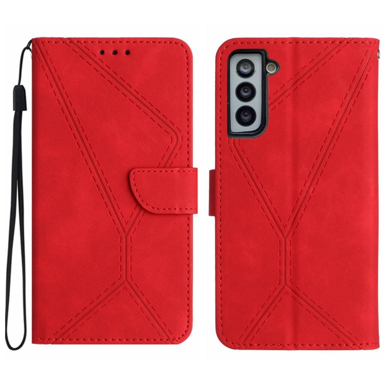 Étui en cuir gaufré avec coutures apparentes, pour Samsung Galaxy S23 5G, pour Samsung Galaxy S23 Ultra 5G, pour Samsung Galaxy S22 5G, pour Samsung Galaxy S22+ 5G, pour Samsung Galaxy S22 Ultra 5G