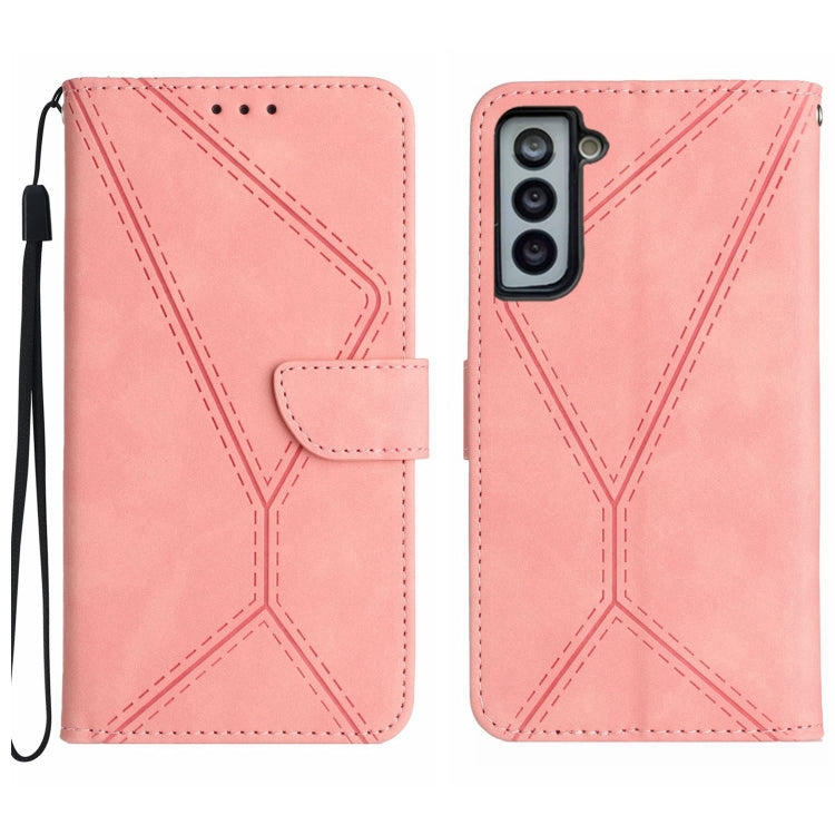 Étui en cuir gaufré avec coutures apparentes, pour Samsung Galaxy S23 5G, pour Samsung Galaxy S23 Ultra 5G, pour Samsung Galaxy S22 5G, pour Samsung Galaxy S22+ 5G, pour Samsung Galaxy S22 Ultra 5G