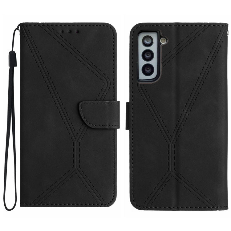Étui en cuir gaufré avec coutures apparentes, pour Samsung Galaxy S23 5G, pour Samsung Galaxy S23 Ultra 5G, pour Samsung Galaxy S22 5G, pour Samsung Galaxy S22+ 5G, pour Samsung Galaxy S22 Ultra 5G