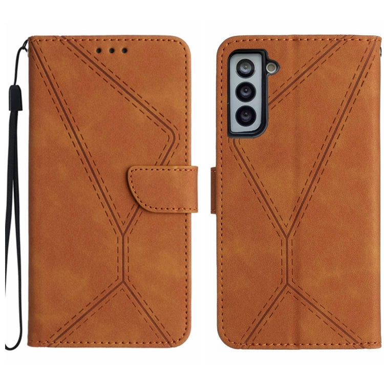 Étui en cuir gaufré avec coutures apparentes, pour Samsung Galaxy S23 5G, pour Samsung Galaxy S23 Ultra 5G, pour Samsung Galaxy S22 5G, pour Samsung Galaxy S22+ 5G, pour Samsung Galaxy S22 Ultra 5G