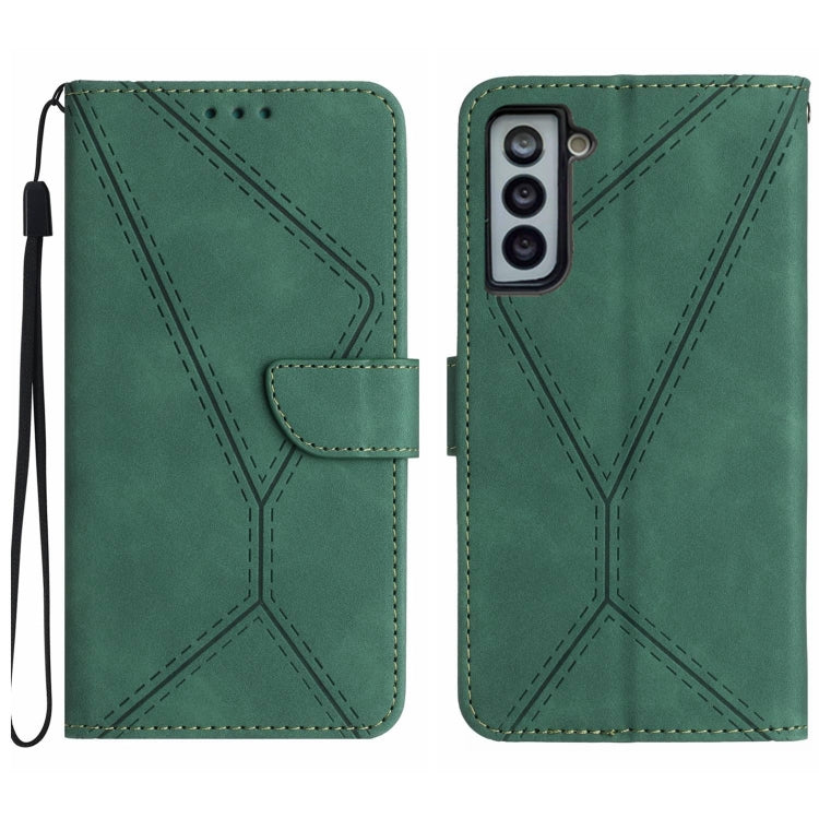 Étui en cuir gaufré avec coutures apparentes, pour Samsung Galaxy S23 5G, pour Samsung Galaxy S23 Ultra 5G, pour Samsung Galaxy S22 5G, pour Samsung Galaxy S22+ 5G, pour Samsung Galaxy S22 Ultra 5G