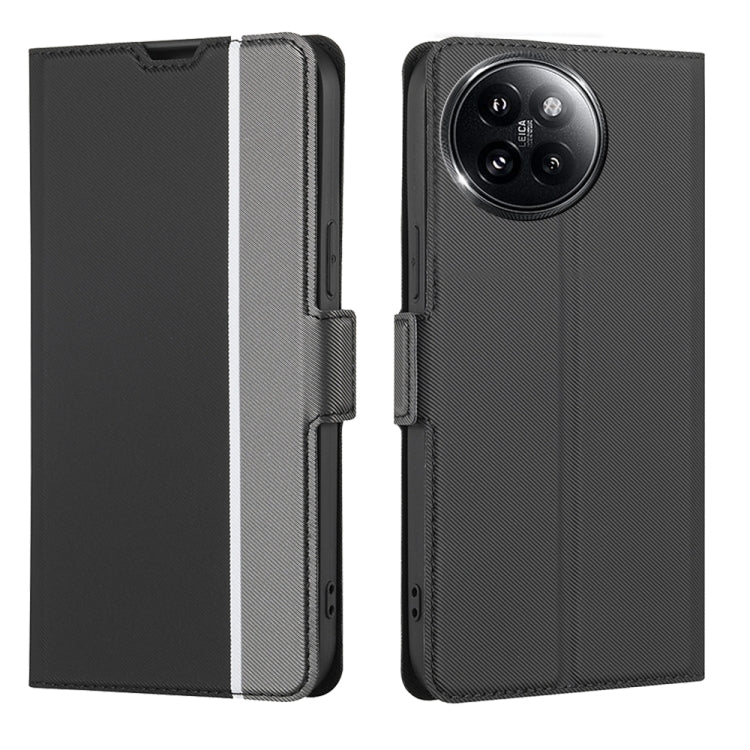 Étui en cuir texturé sergé avec boutons latéraux pour Xiaomi Redmi Turbo 3 5G, Xiaomi Civi 4 Pro, Xiaomi Redmi A3 4G, Xiaomi Redmi Note 13 4G, Xiaomi Redmi Note 13R Pro 5G, Xiaomi 14 Ultra et Xiaomi Redmi K60 Ultra