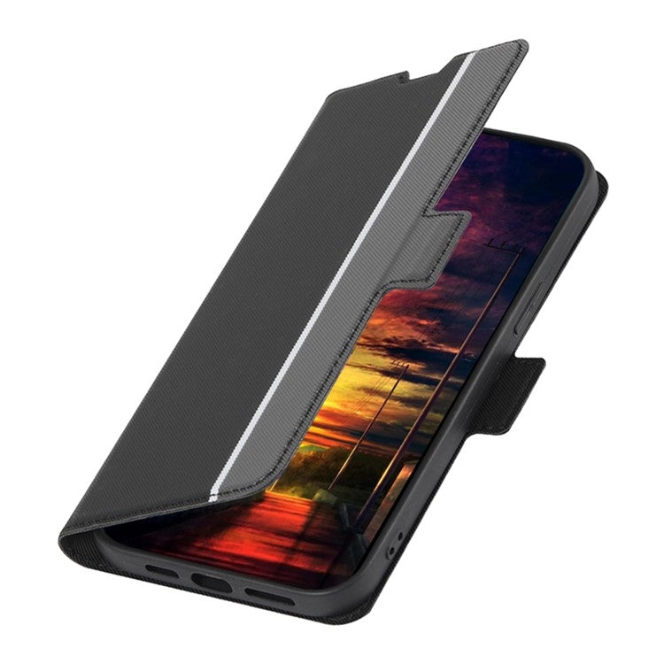 Étui en cuir texturé sergé avec boutons latéraux pour Xiaomi Redmi Turbo 3 5G, Xiaomi Civi 4 Pro, Xiaomi Redmi A3 4G, Xiaomi Redmi Note 13 4G, Xiaomi Redmi Note 13R Pro 5G, Xiaomi 14 Ultra et Xiaomi Redmi K60 Ultra