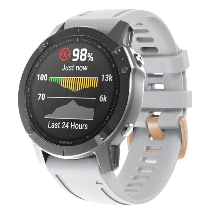 20mm Rose Gold Buckle Silicone Watch Band, For Garmin Fenix 7S / 6S Pro / 5S Plus