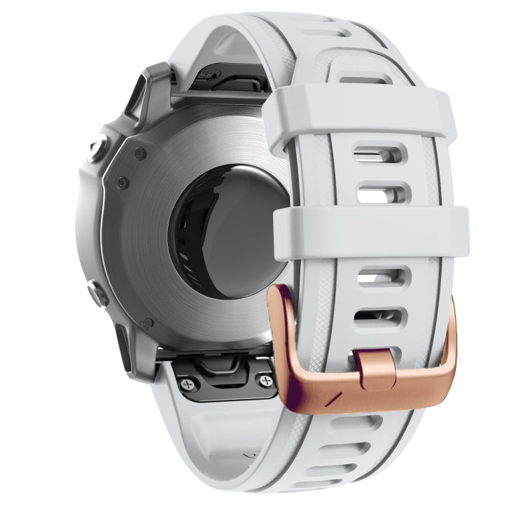 20mm Rose Gold Buckle Silicone Watch Band, For Garmin Fenix 7S / 6S Pro / 5S Plus
