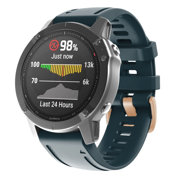20mm Rose Gold Buckle Silicone Watch Band, For Garmin Fenix 7S / 6S Pro / 5S Plus