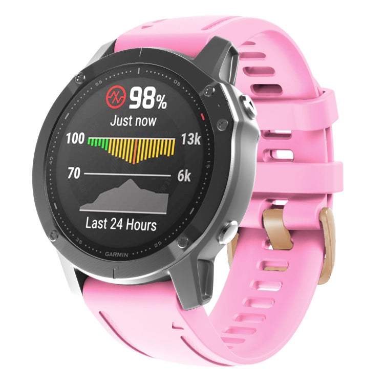 20mm Rose Gold Buckle Silicone Watch Band, For Garmin Fenix 7S / 6S Pro / 5S Plus