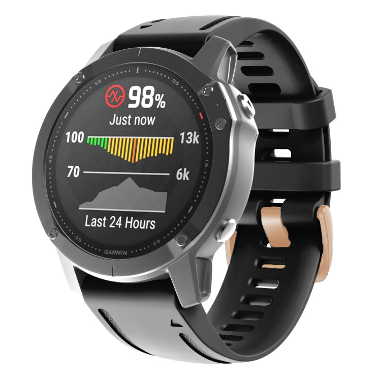 20mm Rose Gold Buckle Silicone Watch Band, For Garmin Fenix 7S / 6S Pro / 5S Plus