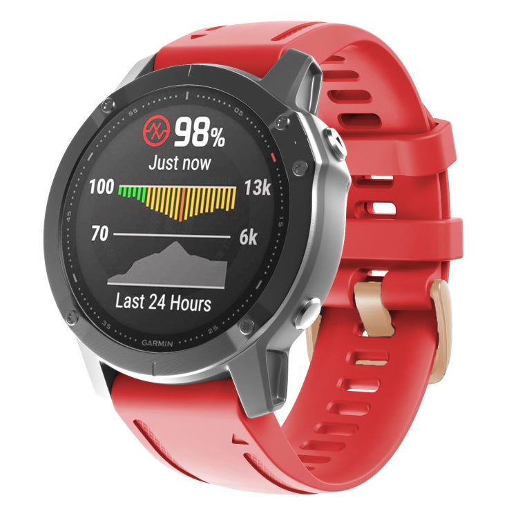 20mm Rose Gold Buckle Silicone Watch Band, For Garmin Fenix 7S / 6S Pro / 5S Plus