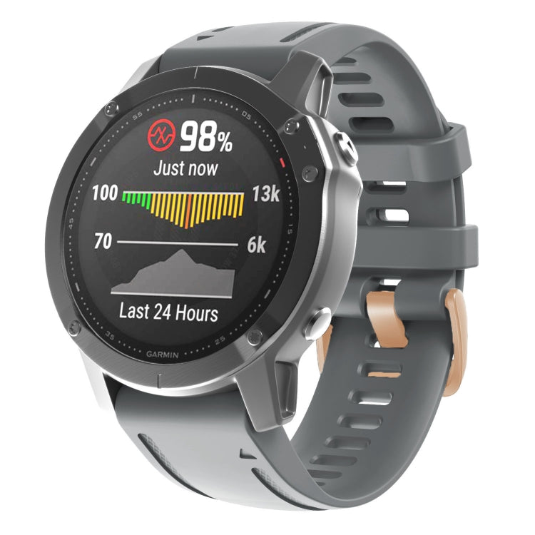 20mm Rose Gold Buckle Silicone Watch Band, For Garmin Fenix 7S / 6S Pro / 5S Plus