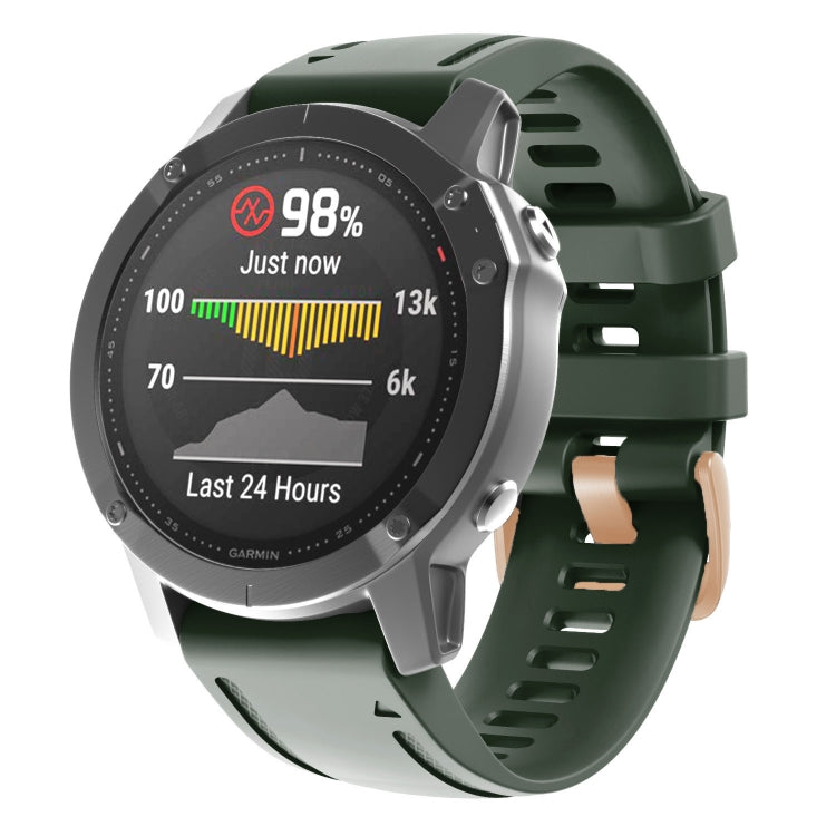 20mm Rose Gold Buckle Silicone Watch Band, For Garmin Fenix 7S / 6S Pro / 5S Plus